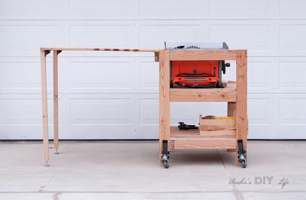 DIY Table Saw Stand With folding Outfeed Table- Anika's DIY Life