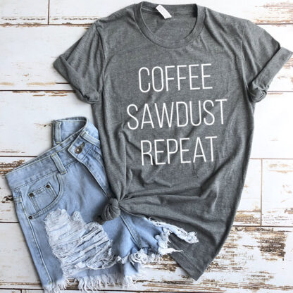 Coffee Sawdust repeat t-shirt in heather gray