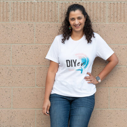 Woman wearing DIYer T-shirt