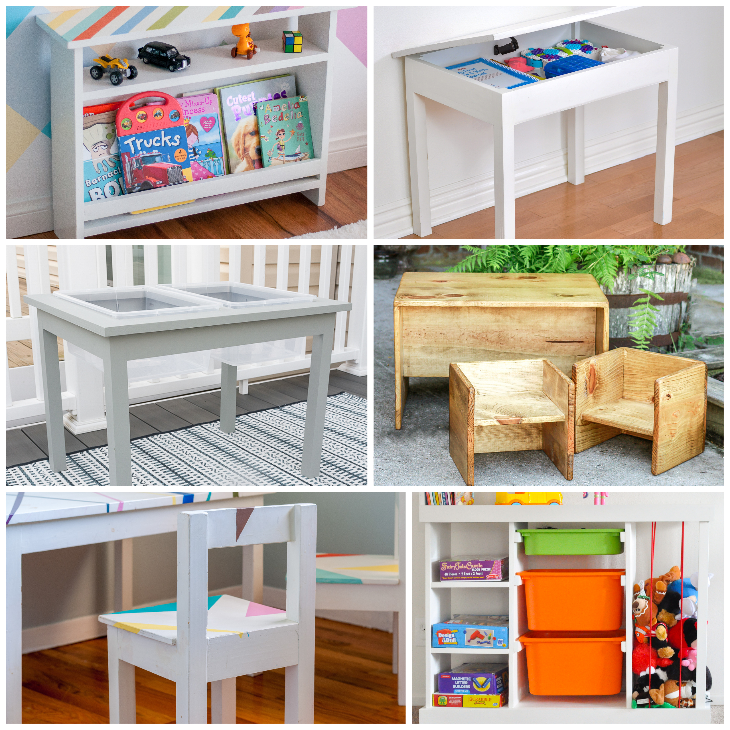 DIY Kids Desk with Storage and Chair Printable Plans - DIY Designs