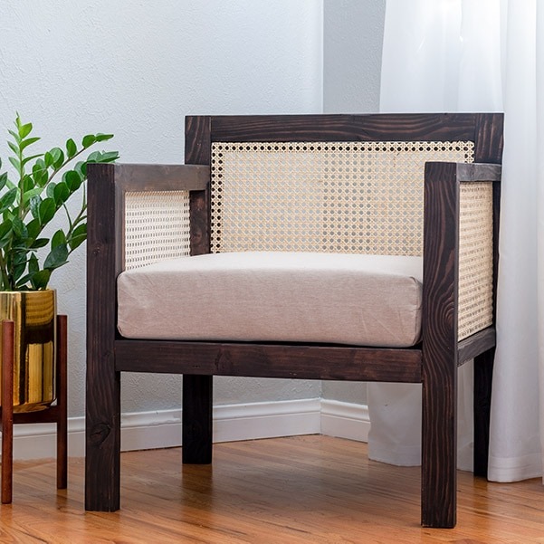 DIY wood chair with cane webbing