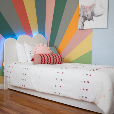 DIY twin bed with cloud headboard