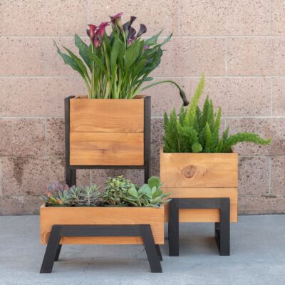 three modern planters